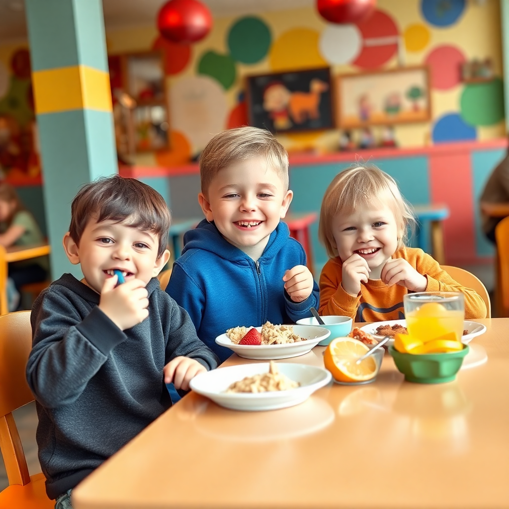 Kids dining together