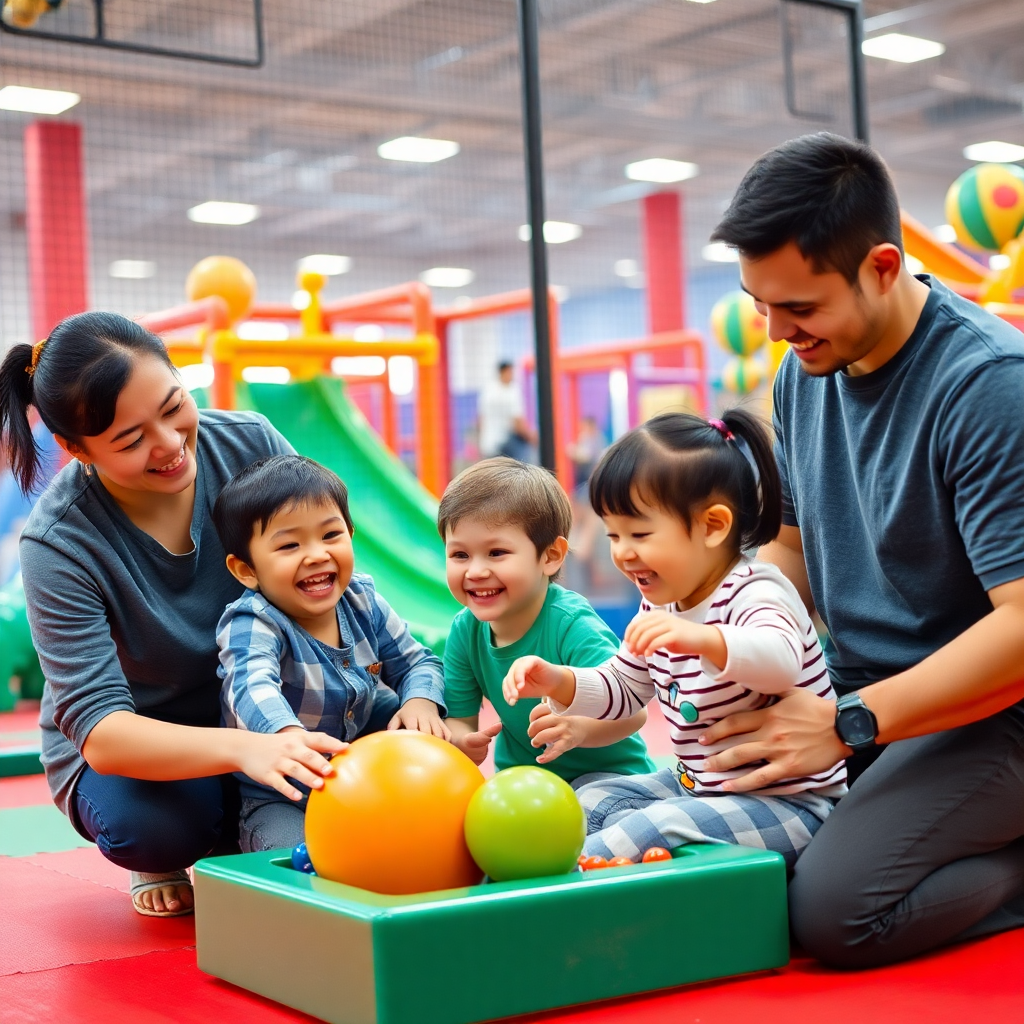 Happy family at the fun park