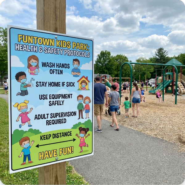 Children playing safely at Fun Town